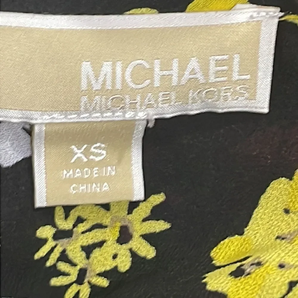 NWOT Michael Kors black and yellow floral shell oversized blouse.  Size XS